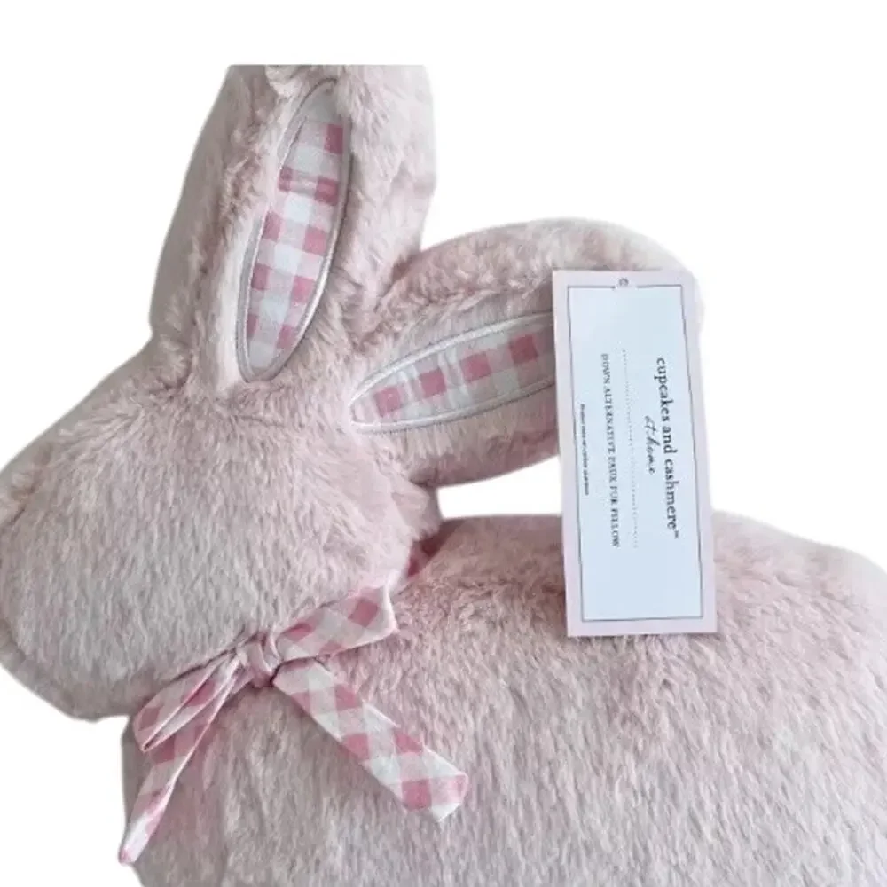 Cupcakes and Cashmere Pink Bunny Rabbit Throw Pillow Easter Spring Farmhouse New